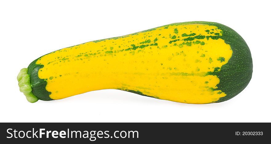Colorful ripe raw zucchini isolated on white. Colorful ripe raw zucchini isolated on white
