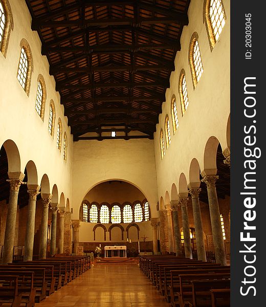The interior of the Church of Saint John The Evangelist, Ravenna, Italy. The interior of the Church of Saint John The Evangelist, Ravenna, Italy