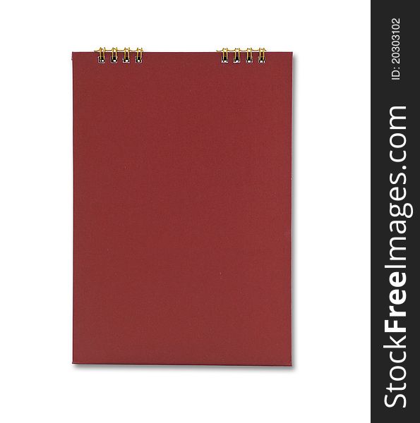 Red notebook isolated in white background