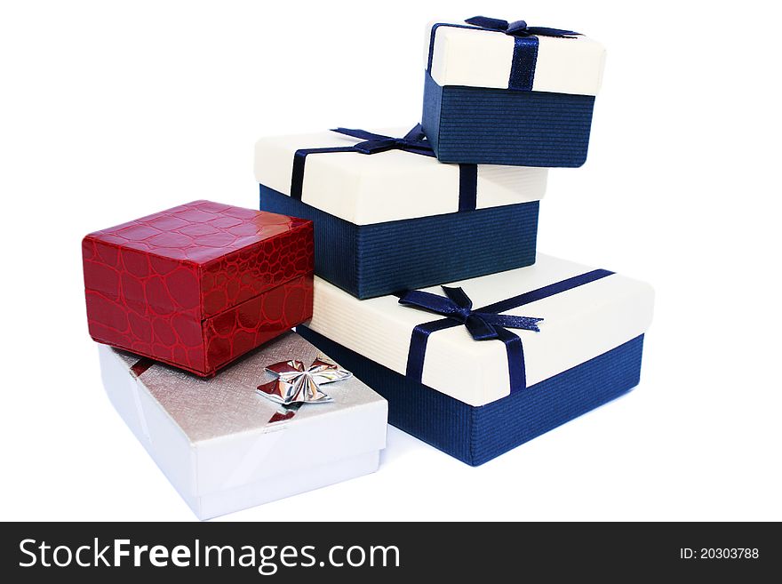 Present boxes isolated on white background.