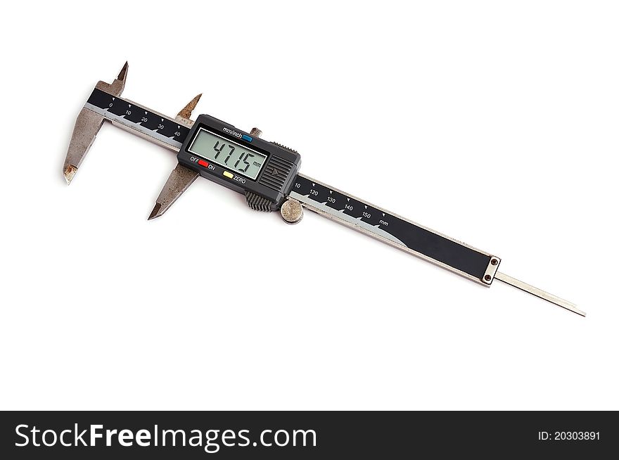 Electronic calipers on a white background