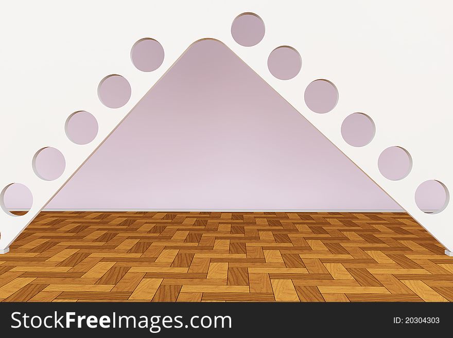 Three dimensional rendering of an empty room. Three dimensional rendering of an empty room