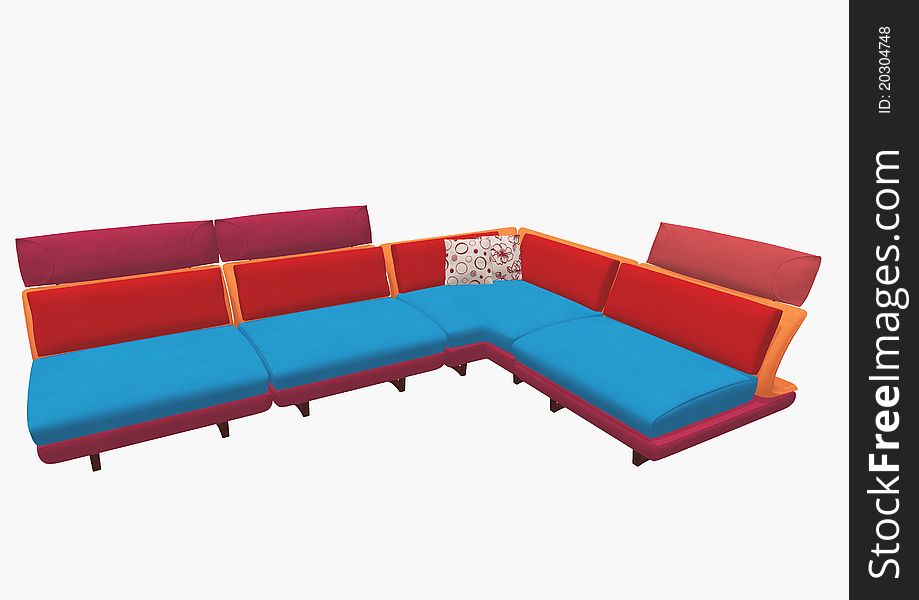 Isolated 3d sofa on white