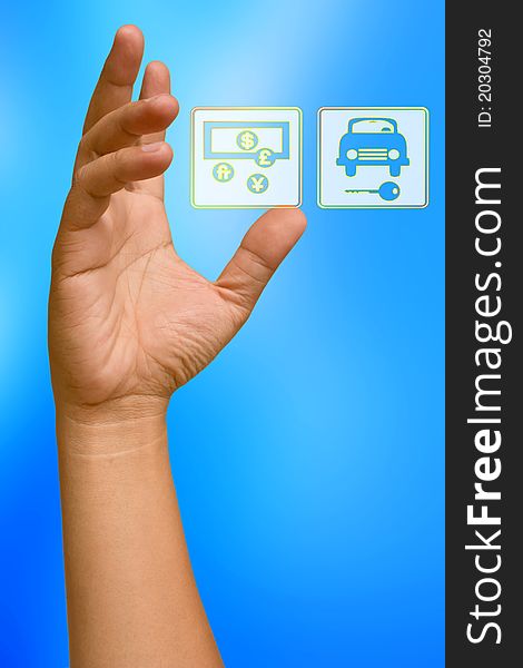 Touch-screen digital interface with icons of connected electronic devices. Touch-screen digital interface with icons of connected electronic devices