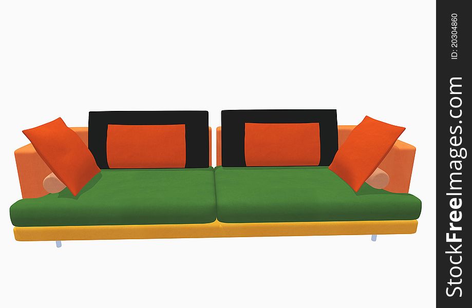 Isolated 3d sofa on white
