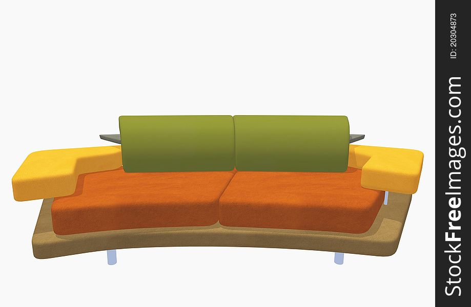 Isolated 3d sofa on white