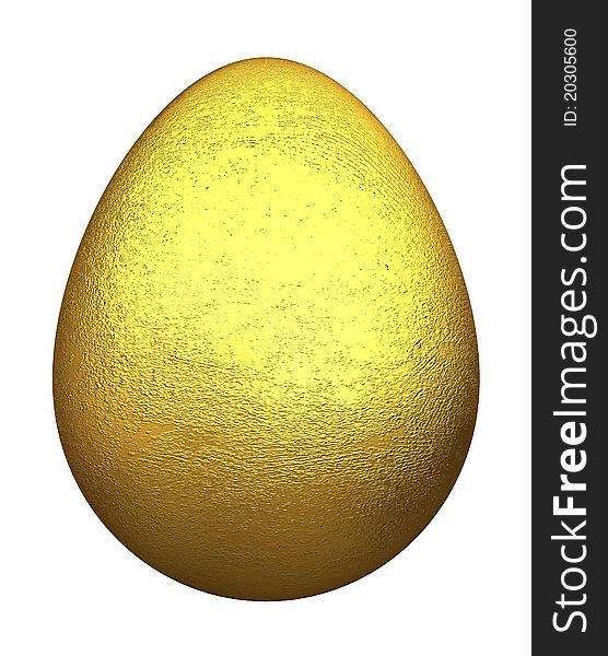 Egg in golden foil on white background. Egg in golden foil on white background