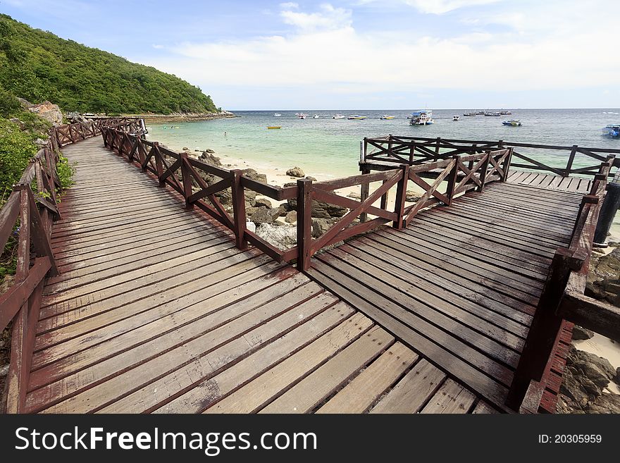 Wooden Bridge On Turquoise Seascape