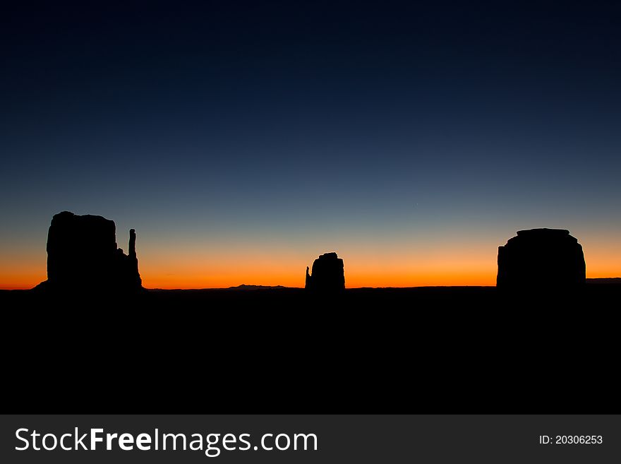 The three mittens in the morning light in Monument Valley