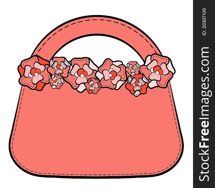 Cartoon woman's bag. illustration for a design