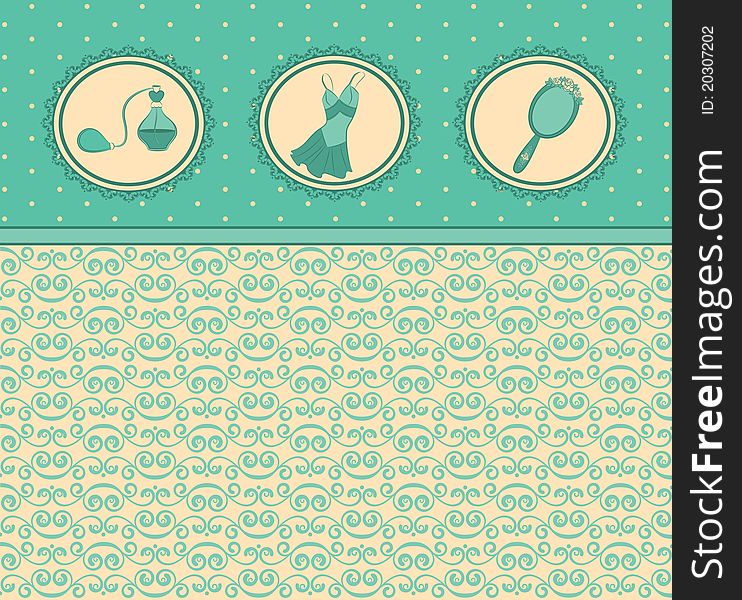 Cartoon vintage woman's elements.illustration for a design