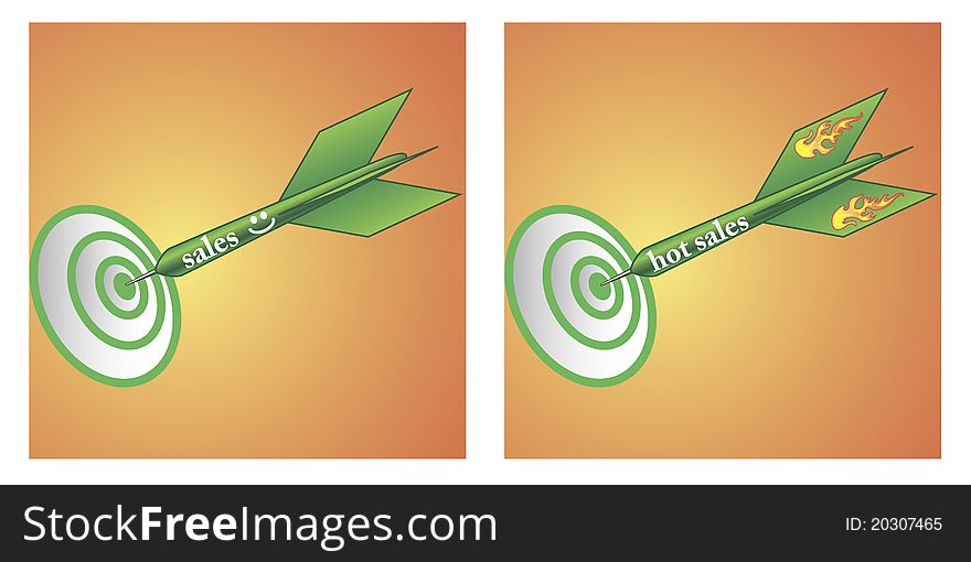 A set of two conceptual illustration of successful sales. A set of two conceptual illustration of successful sales