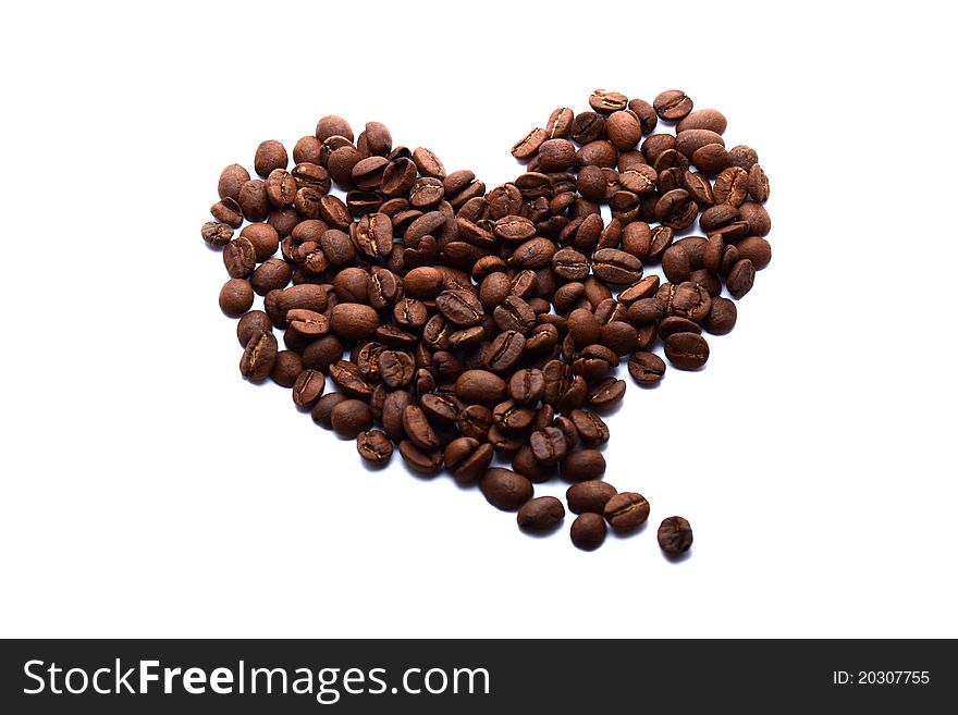 The heart made from coffee beans. The heart made from coffee beans