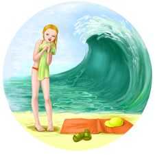 Girl On The Beach Illustration Stock Photos Girl On The Beach Illustration Stock Photos