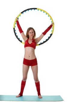 Woman With Hula-hoop Royalty Free Stock Photo