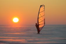 Ice Sailor At Sunset Royalty Free Stock Images Ice Sailor At Sunset Royalty Free Stock Images