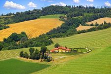 Picturesque Tuscany Landscape With House. Royalty Free Stock Photos