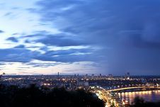 Night Cityscape With Havansky Bridge Royalty Free Stock Photo