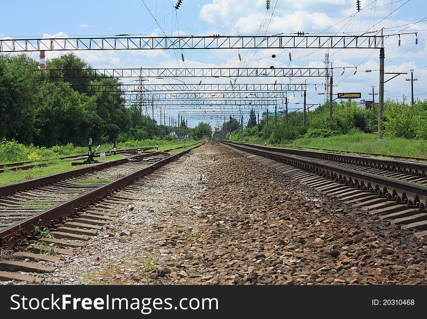 Railroad tracks stretching into the distance