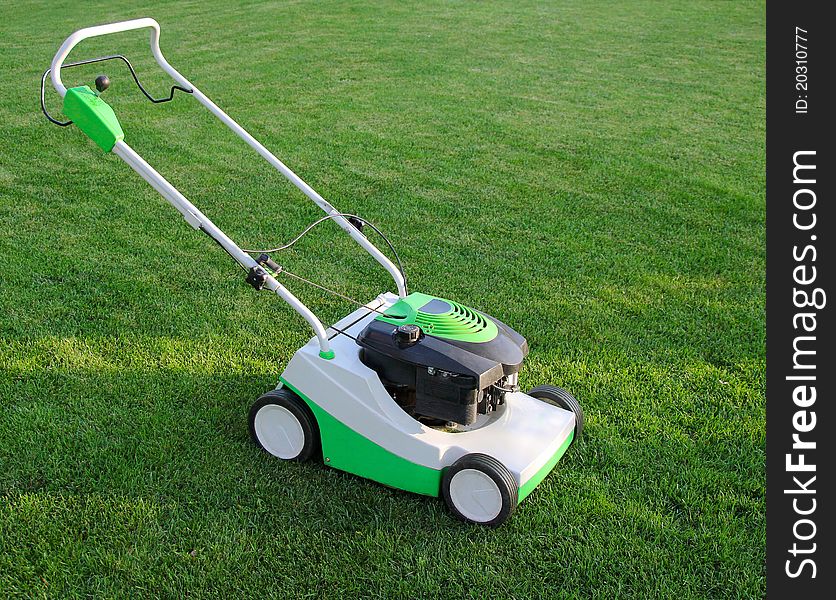 Mower is on the lawn
