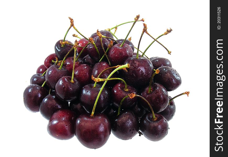Cherries in a pile isolated
