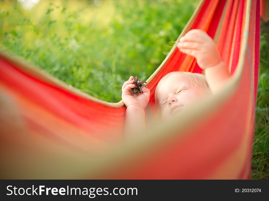 Adorable Baby Relaxing In Hammock