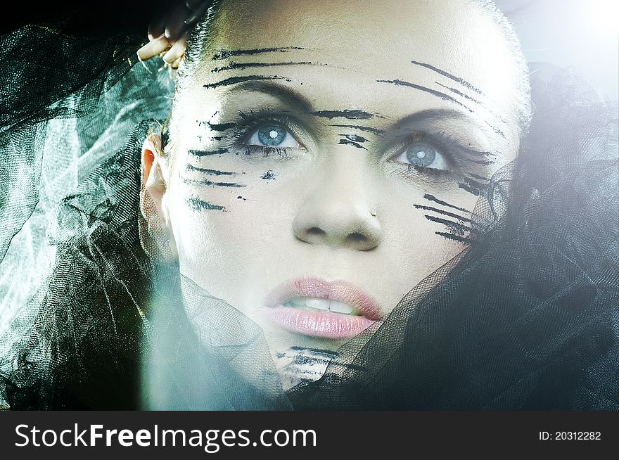 Beautiful women face isolated on background