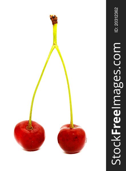 Cherries; objects on white background