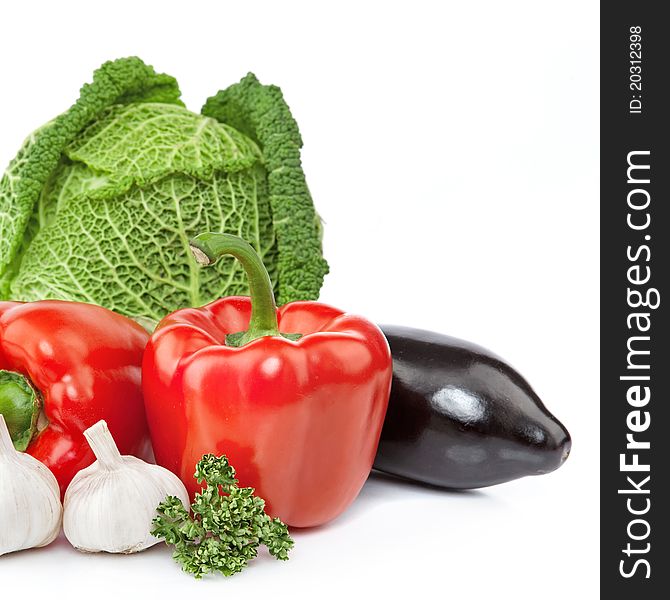 Fresh vegetables, isolated on white background