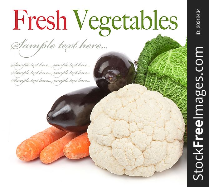 Raw fresh organic vegetables. Isolated over white background