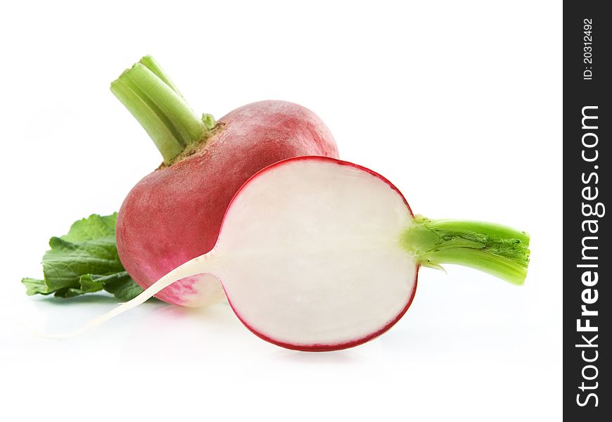 Fresh radishes isolated on white background