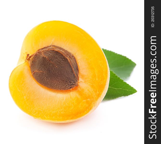 Apricot halves fruits isolated on white background