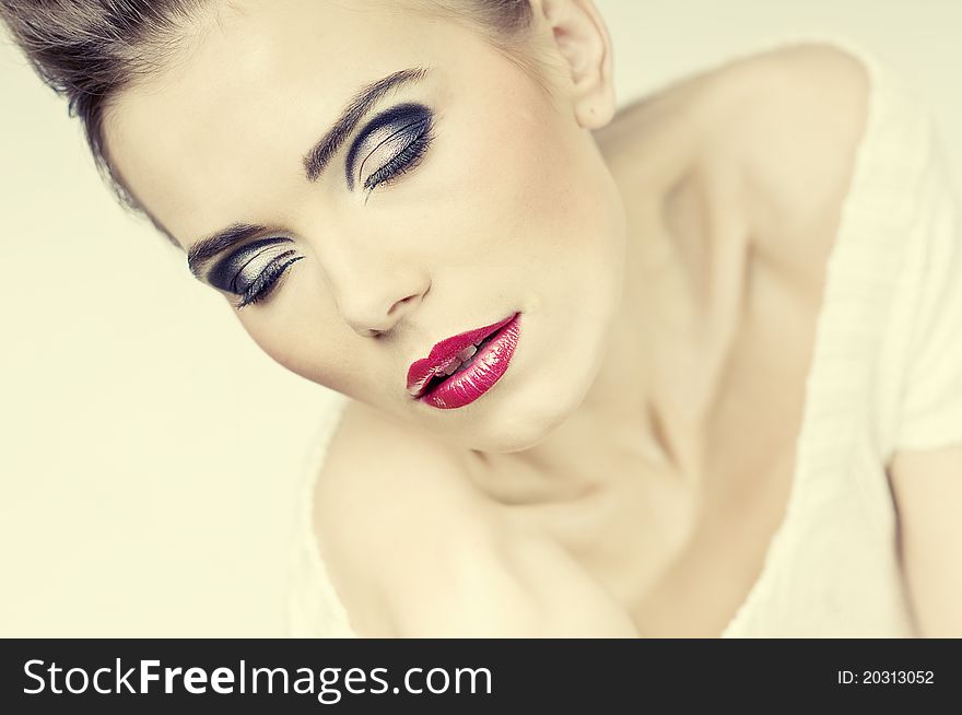 Beautiful women face isolated on background