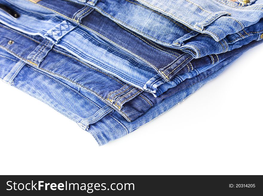 Blue Jeans isolated on white background with copy space for your text