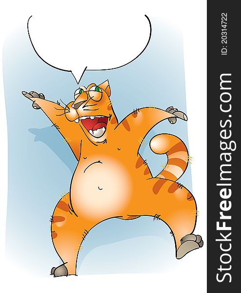 An excited fat red cat. An excited fat red cat