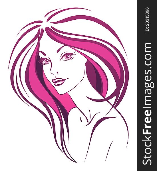 Beautiful fashion woman face with hairs illustration