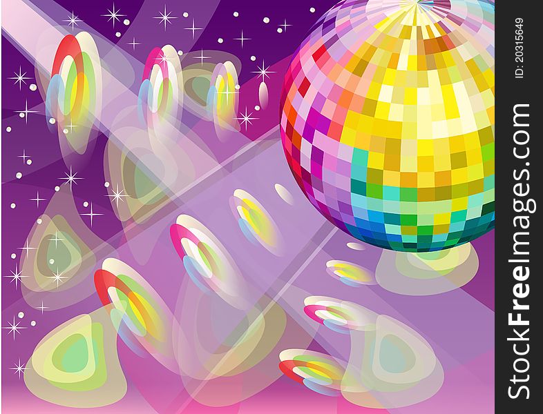 Illustration of abstract background with disco ball. Illustration of abstract background with disco ball