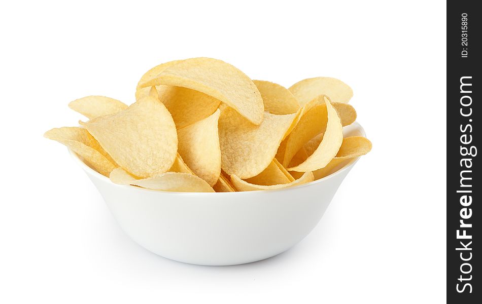 Potato chips isolated on white