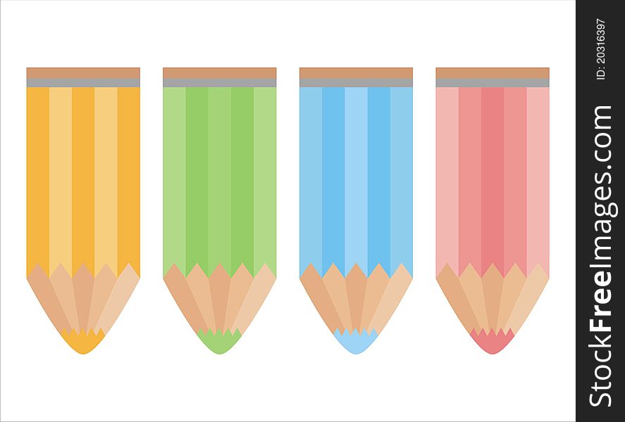 Set of 4 colorful pencils