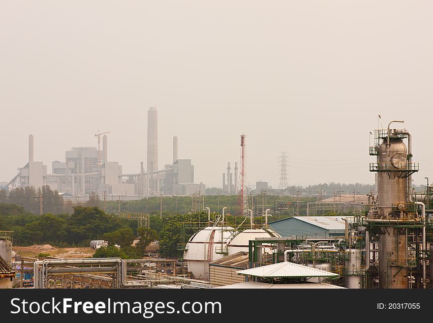 Gas refineries background power plant. Gas refineries background power plant