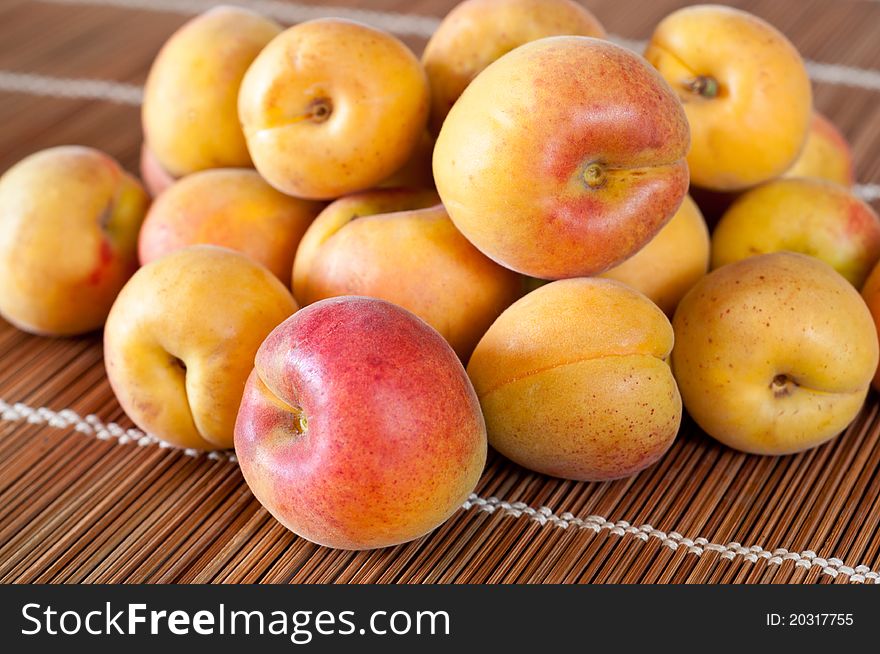 On a photo apricot fruits are presented