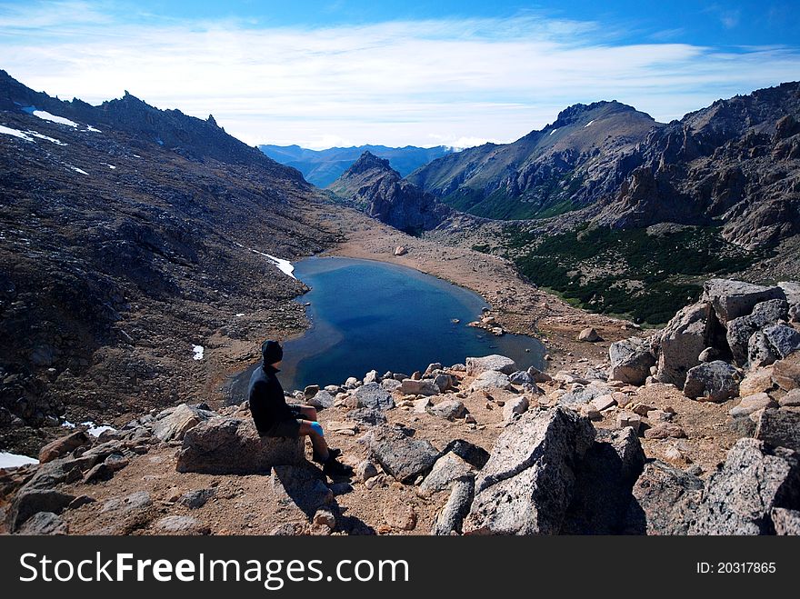 Backpacker in the outdoors