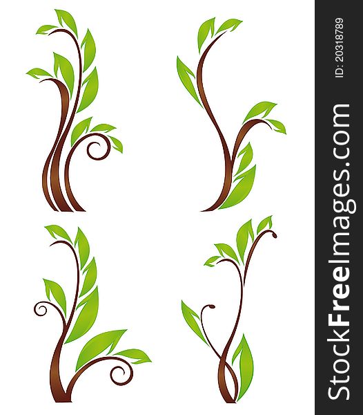 Collection of abstract ecology plants with floral elements. Collection of abstract ecology plants with floral elements