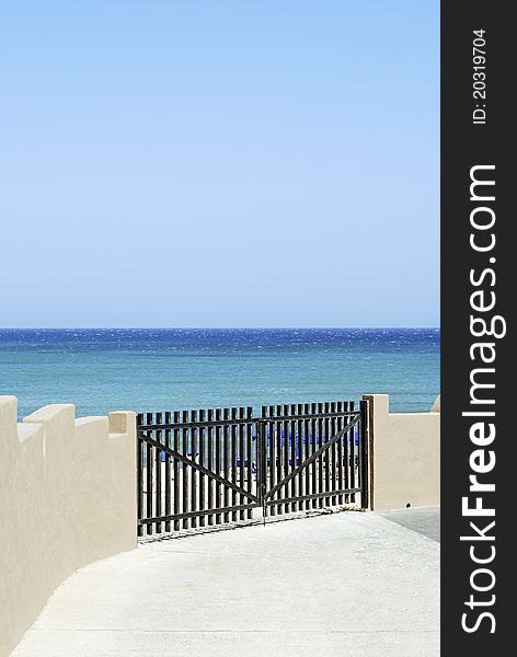 Sunny day, blue sky, the gate to the sea. Sunny day, blue sky, the gate to the sea