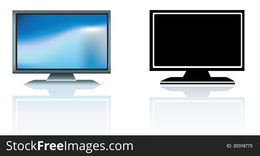 Modern led hdtv flatscreen tv illustration on white. Modern led hdtv flatscreen tv illustration on white