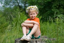 Girl In A Wreath Of Flowers Stock Photos Girl In A Wreath Of Flowers Stock Photos