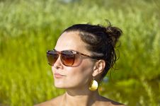Girl In Sunglasses On The Beach Stock Images Girl In Sunglasses On The Beach Stock Images