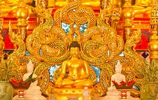 Buddha And Thai Naga Style. Stock Photos