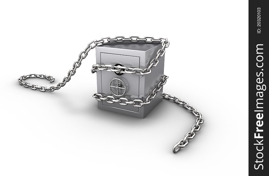 Render of a chained safe