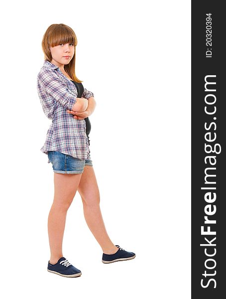 Portrait of teen girl isolated on white background